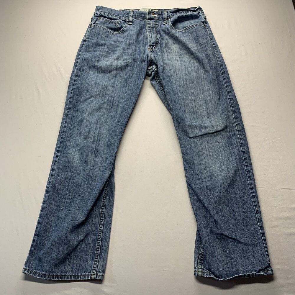 Wrangler Authentic Men’s Straight Leg Jeans Light Wash Blue Denim Mid Rise 34x30